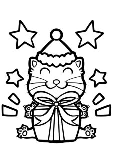 Christmas Cat coloring page 6 - Free printable