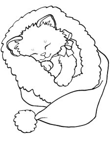 Christmas Cat coloring page 7 - Free printable