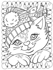 Christmas Cat coloring page 8 - Free printable