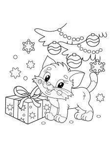 Christmas Cat coloring page 9 - Free printable