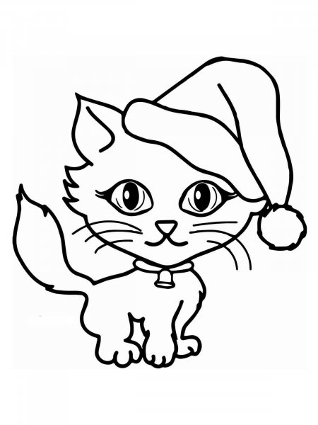 Christmas Cat coloring page - Free printable