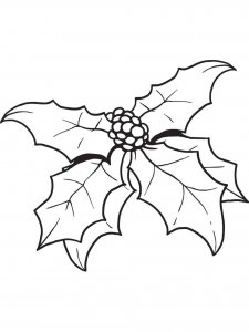 Christmas Holly coloring page 3 - Free printable