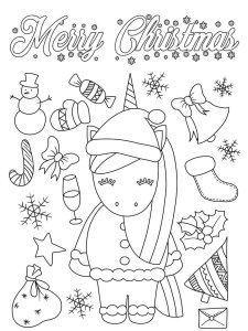 Christmas Unicorn coloring page 15 - Free printable