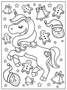 Christmas Unicorn coloring page 3 - Free printable