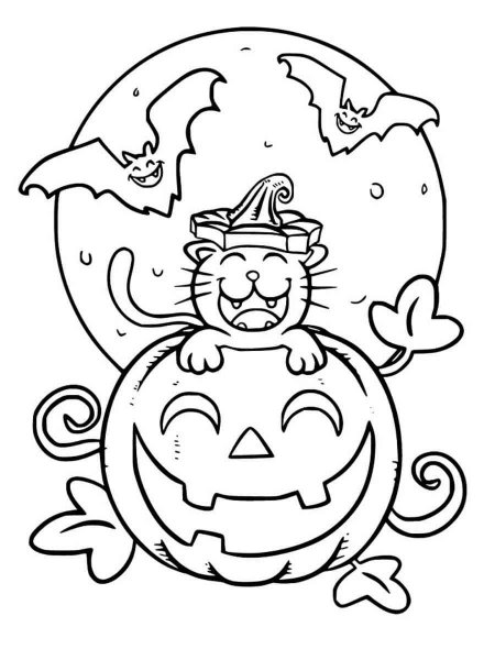 Halloween Cat coloring page - Free printable