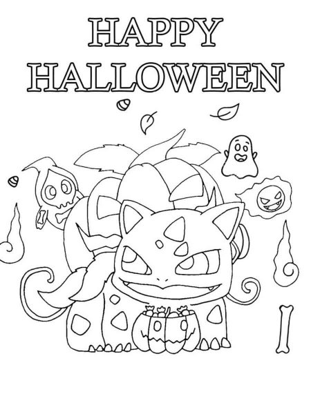 Pokemon Halloween coloring page - Free printable
