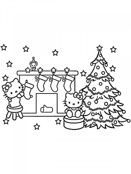 Hello Kitty Christmas coloring page - Free printable