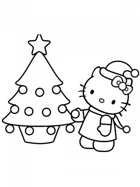 Hello Kitty Christmas coloring page - Free printable