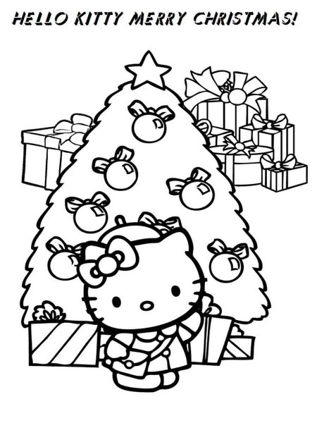 Hello Kitty Christmas coloring page - Free printable