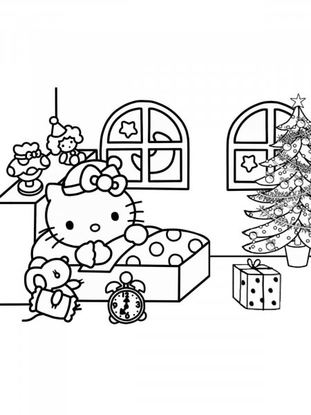 Hello Kitty Christmas coloring page - Free printable