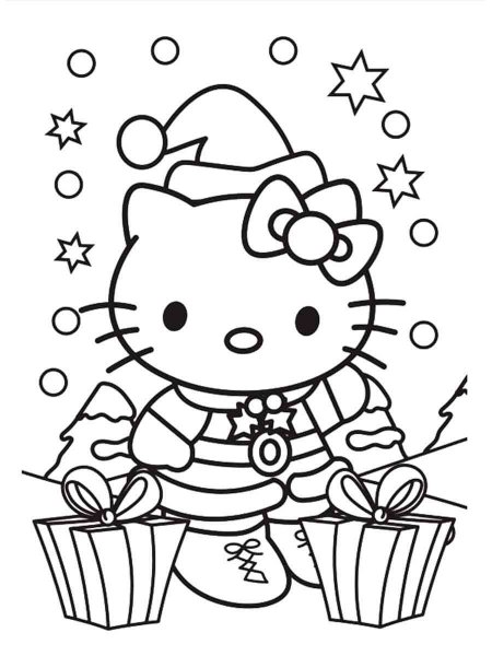 Hello Kitty Christmas coloring page - Free printable