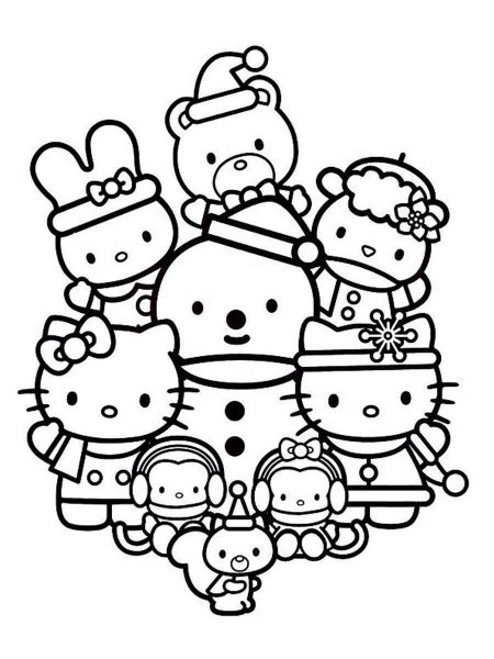 Hello Kitty Christmas coloring page - Free printable