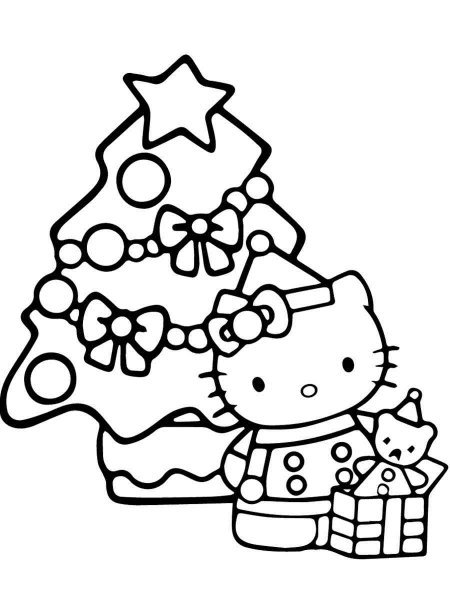 Hello Kitty Christmas coloring page - Free printable