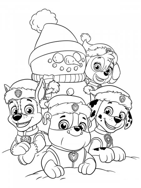 Paw Patrol Christmas coloring page - Free printable