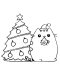 Pusheen Christmas coloring page - Free printable