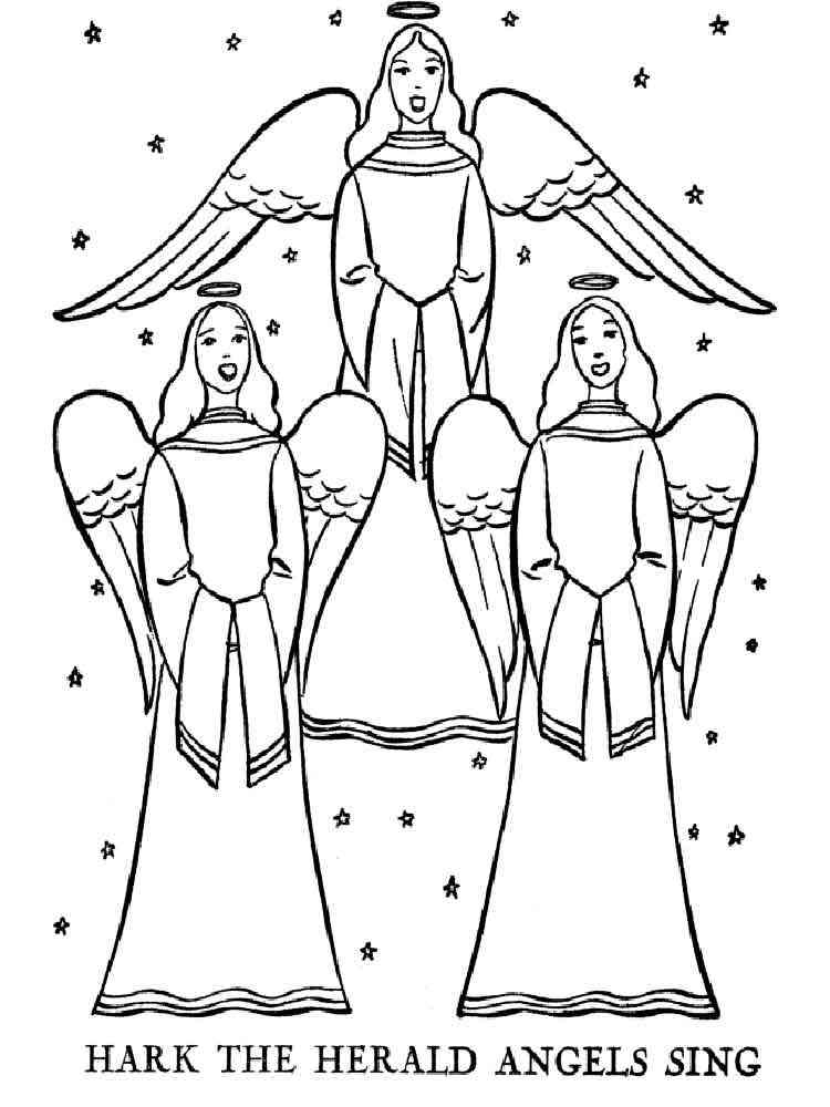 Christmas Angel coloring pages. Free Printable Christmas Angel coloring