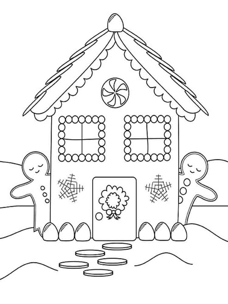 Gingerbread House coloring pages. Free Printable 