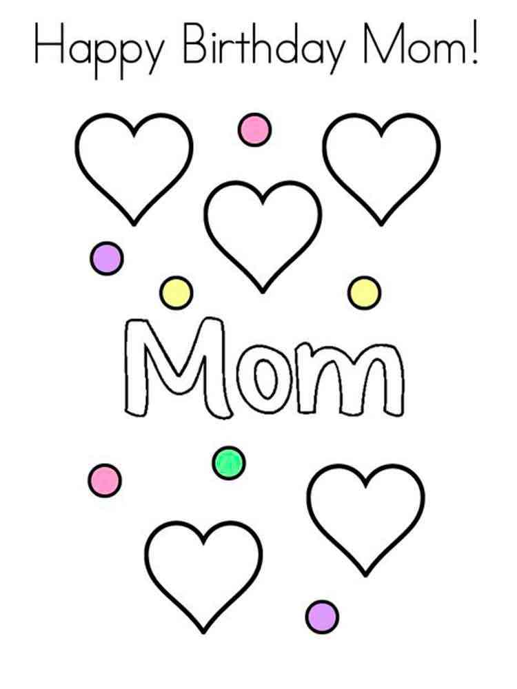Happy Birthday Mom coloring pages Free Printable Happy