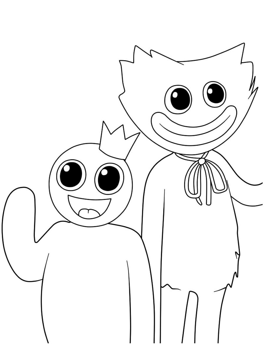 Blue Rainbow Friends Coloring Page