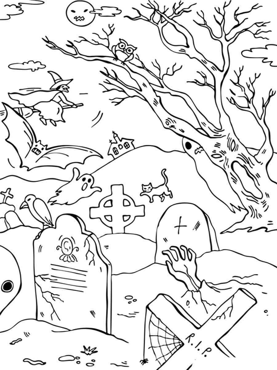 Cemetery coloring pages