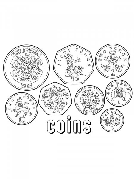 Coin coloring pages