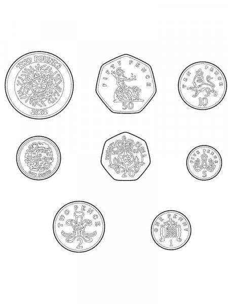 Coin coloring pages