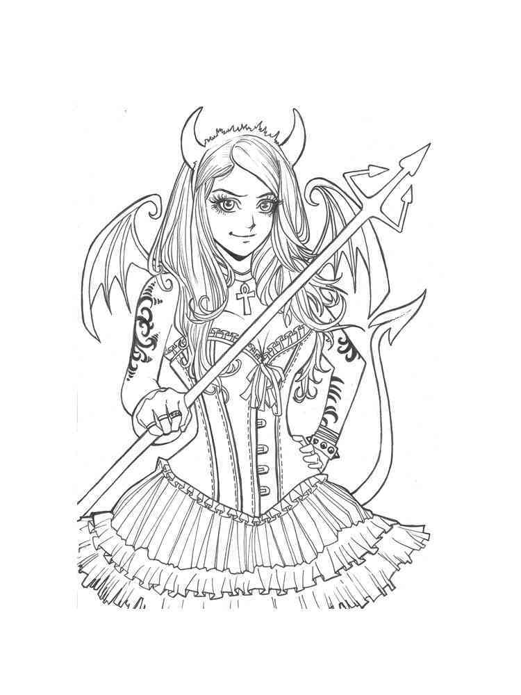 anime devil girl coloring pages