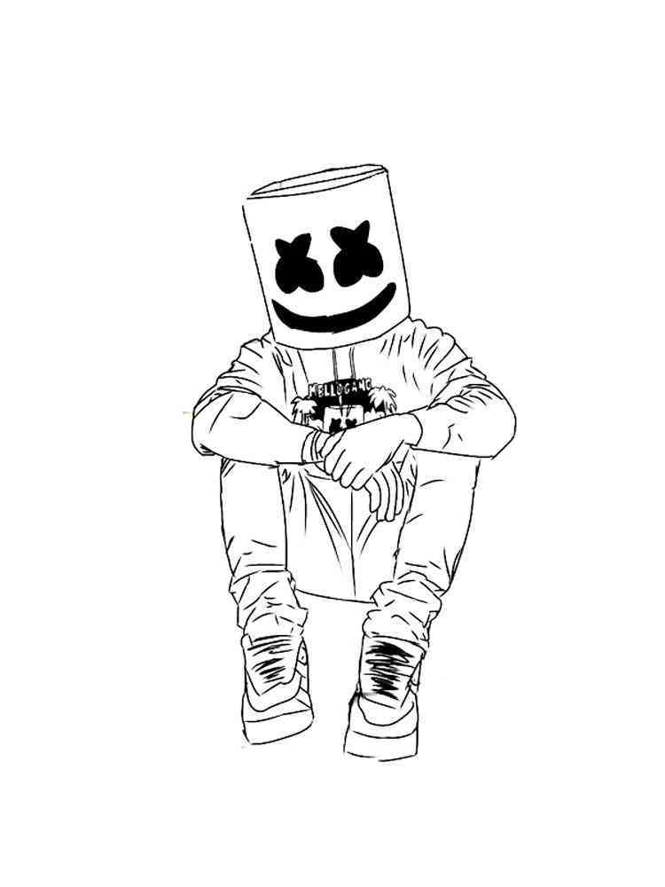 Fortnite Marshmello coloring pages. Free Printable Fortnite Marshmello