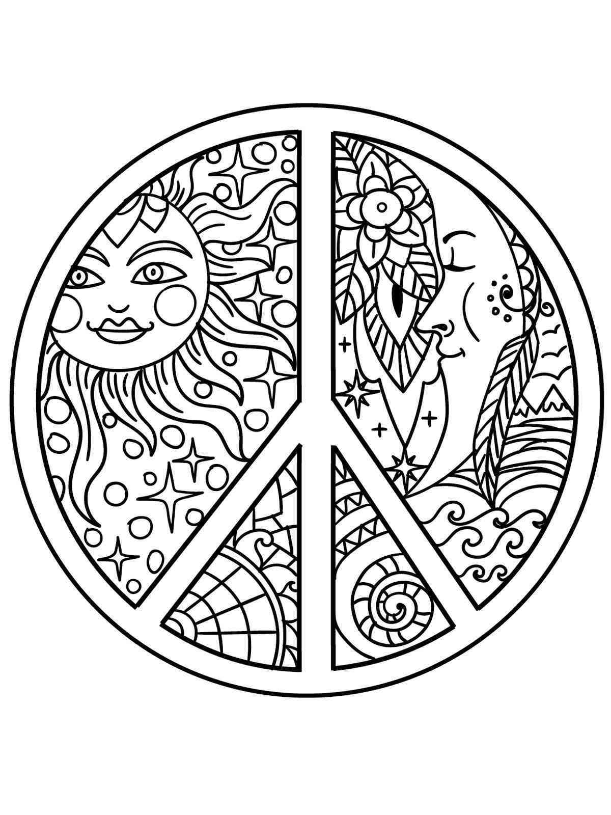 free 1970s coloring pages peace signs