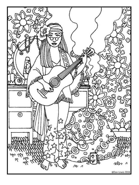 Hippie coloring pages