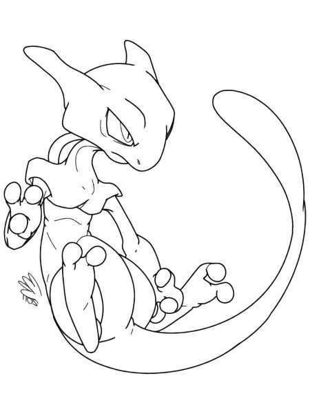 Pokemon Mewtwo Coloring Pages Free Printable 8087