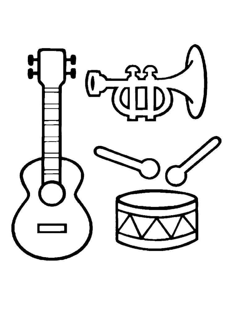 Musical Instrument coloring pages. Download and print Musical