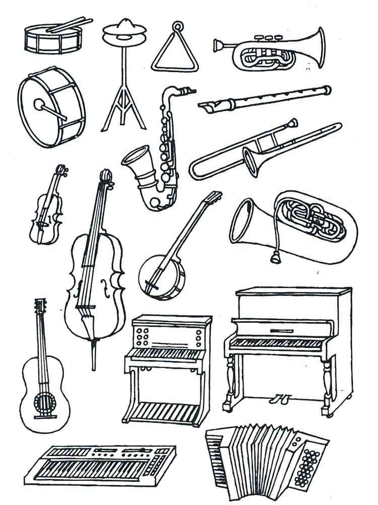 Musical Instruments Coloring Page Sketch Coloring Page