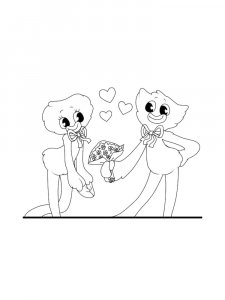 Kissy Missy and Huggy Wuggy Coloring Page