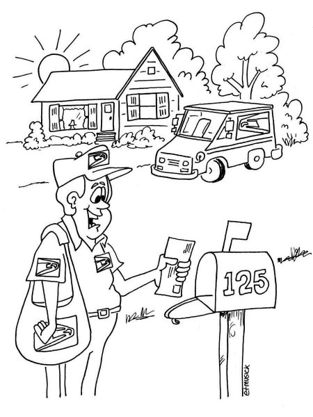 Postman coloring pages