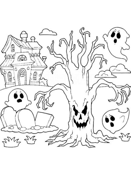 Spooky Tree coloring pages