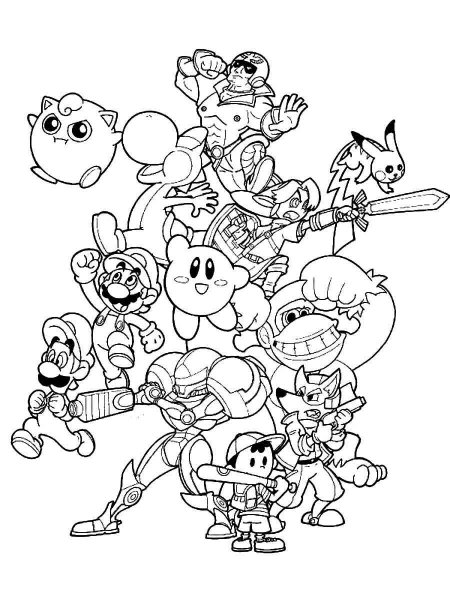 Super Smash Brothers coloring pages