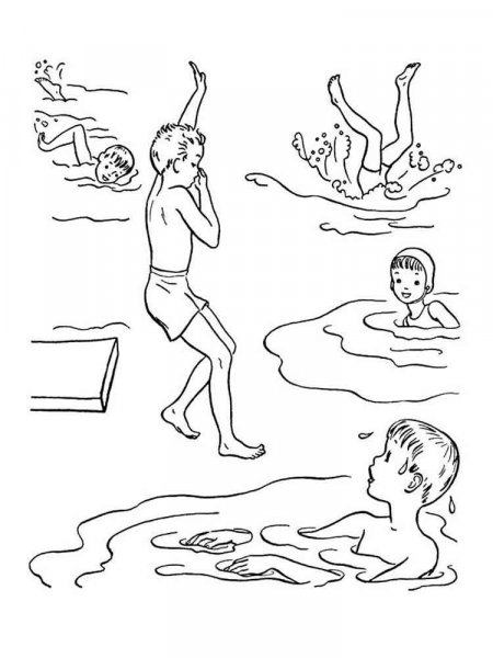 Swimming coloring pages