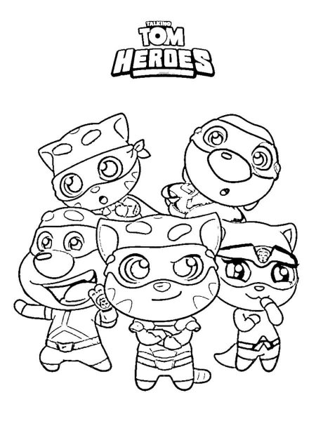 Talking Tom: Heroes coloring pages. Downlo