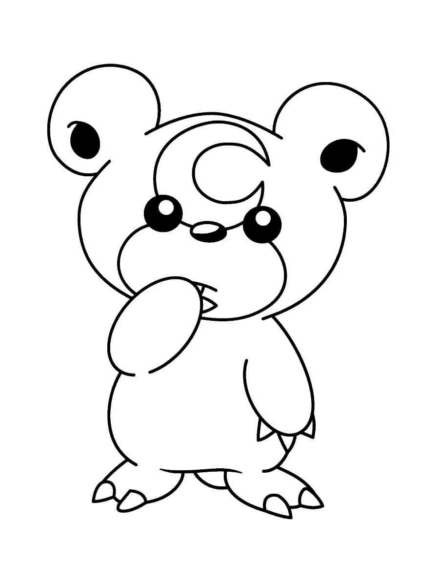 teddiursa coloring page in black and white pokemon