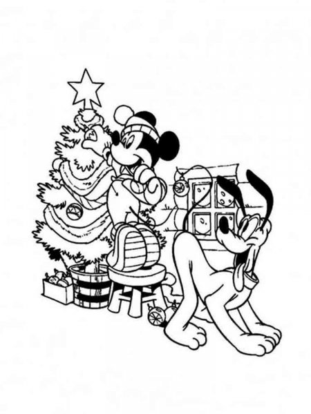 Mickey Mouse Christmas coloring pages