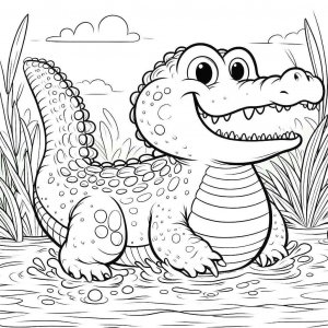 Alligator coloring page - picture 1