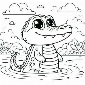Alligator coloring page - picture 16