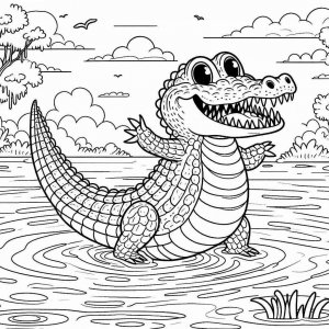Alligator coloring page - picture 5