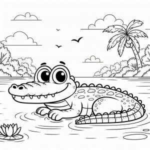 Alligator coloring page - picture 9