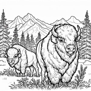 Bison coloring page - picture 17