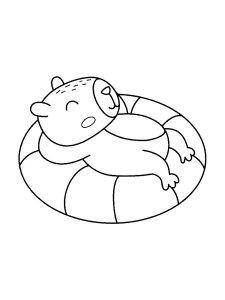 Capybara Relaxing on a Float Coloring Page