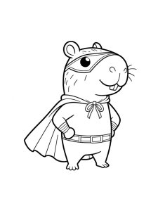 Superhero Capybara Coloring Page