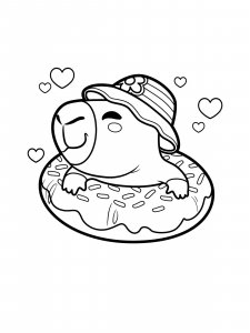 Capybara Wearing a Sun Hat Coloring Page