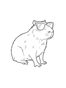 Capybara Wearing Glasses Coloring Page